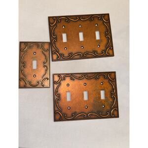 Vintage LHMC Copper 3 Toggle Light Switch Plates Set of 3